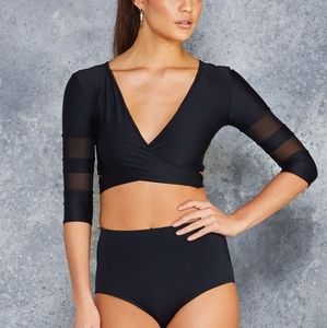 SOLD Sheer Spliced Ballet Wrap Top